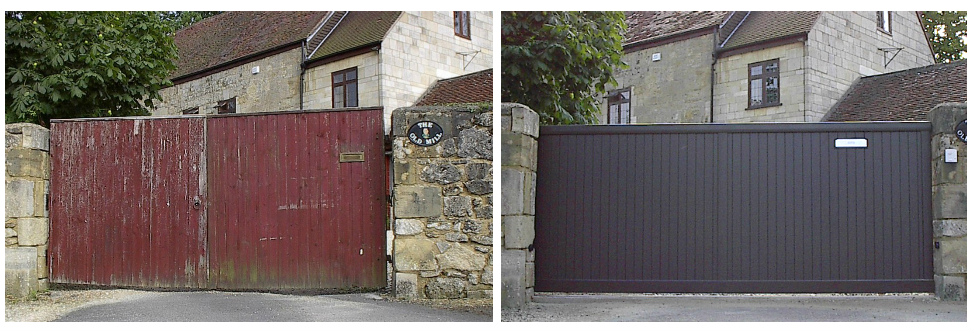 Wooden gates replaced with aluminium gates